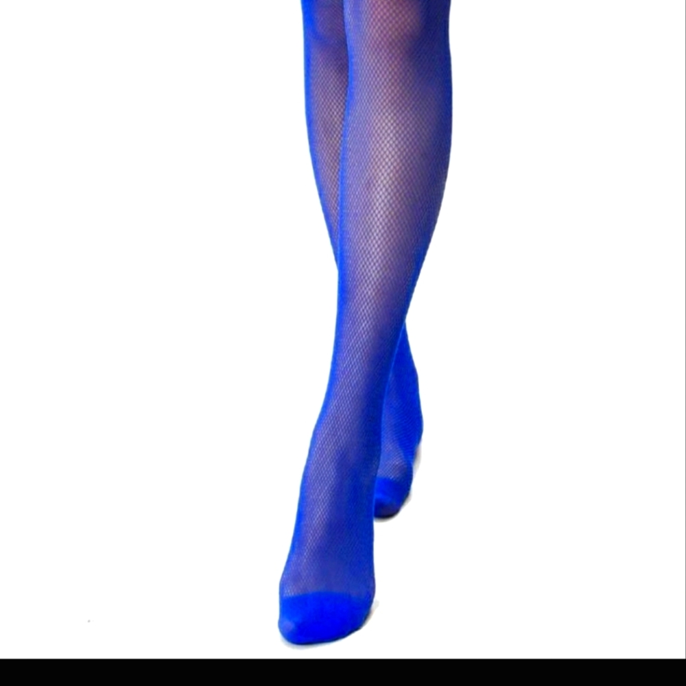 Blue fishnet stockings